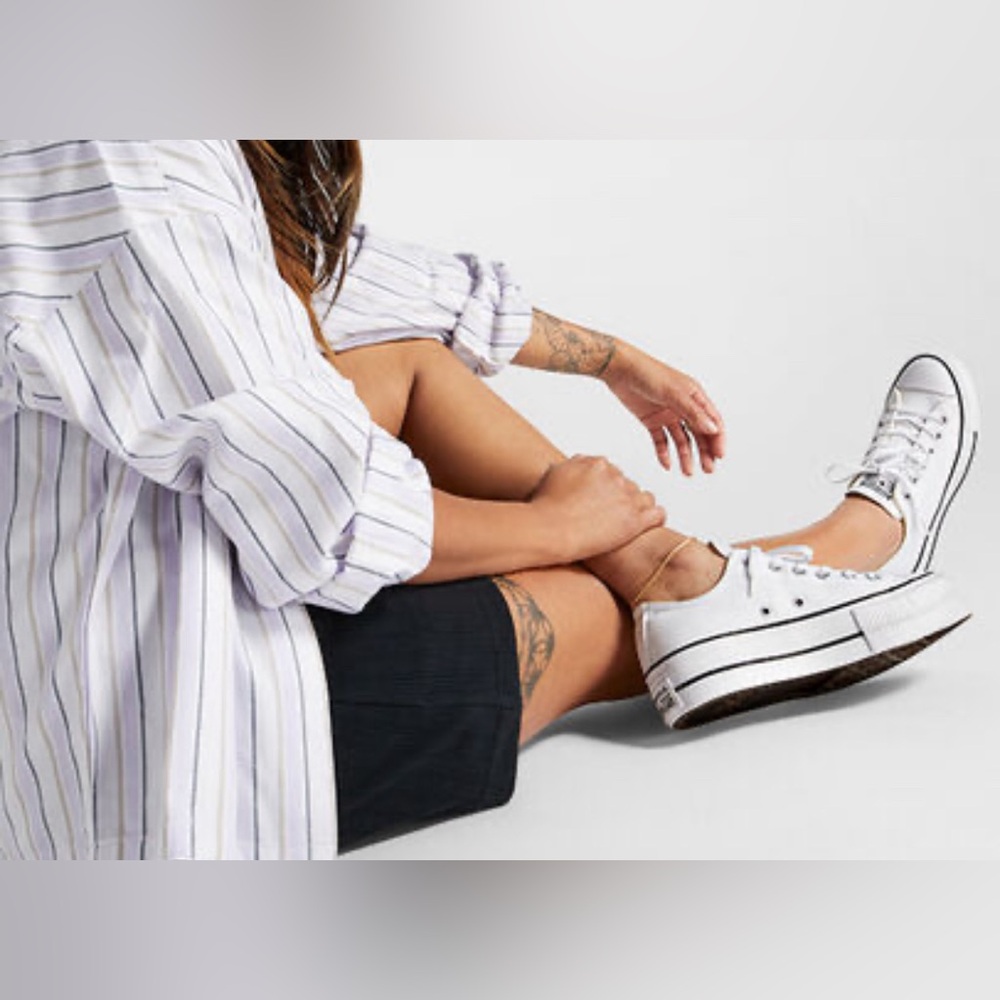 PLATFORM CONVERSE white canvas lift NIB